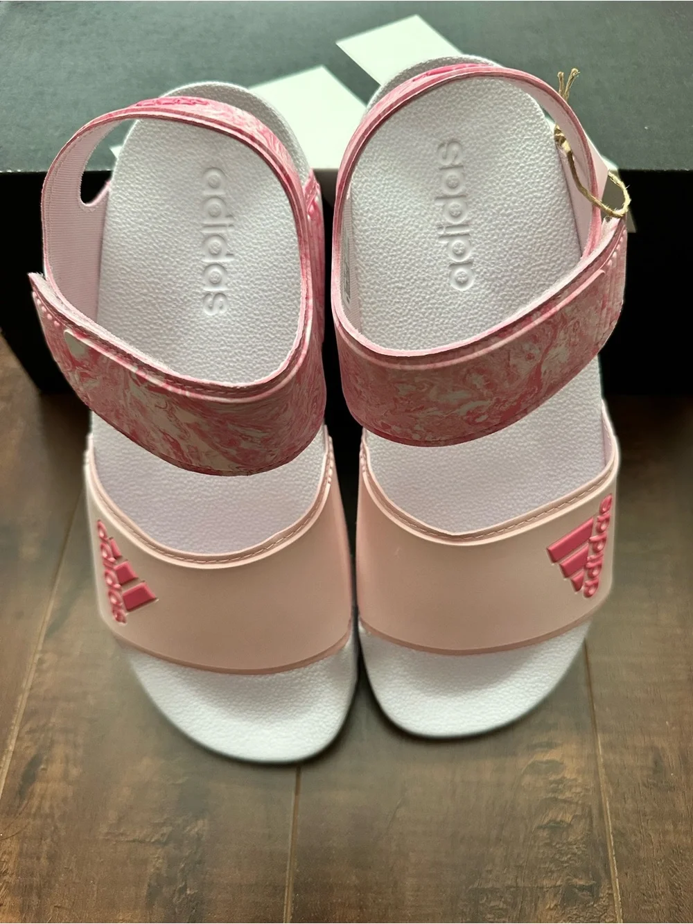 Adidas Kids Pink Marble Strap Slide Sandals